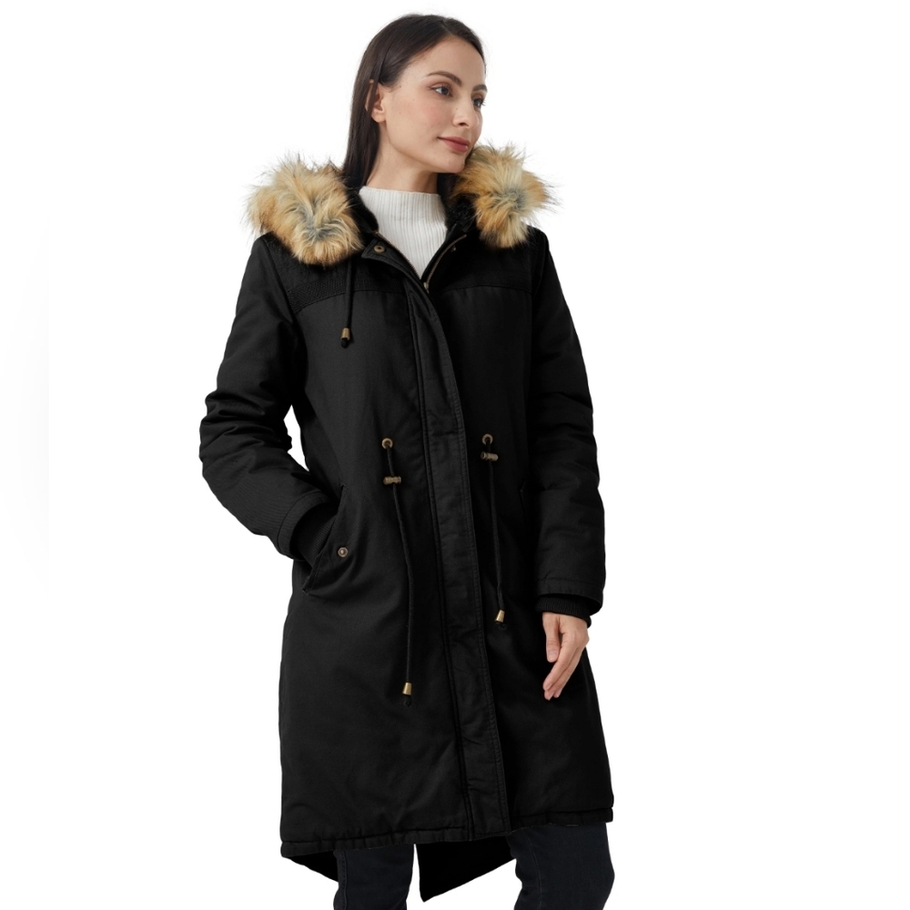 WenVen Winter Jackets Long Hooded Sherpa Lined Parka Jacket Warm Women's XL‎ NEW
